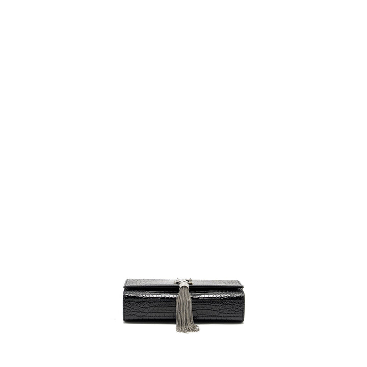 Saint Laurent /YSL Kate Small Chain Wallet With Tassel in Crocodile-Embossed Black SHW