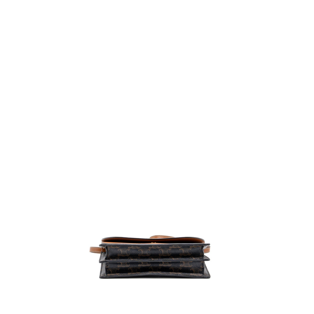 Top Quality Celine Wallet On Strap Triomphe Canvas/ Lambskin Tan