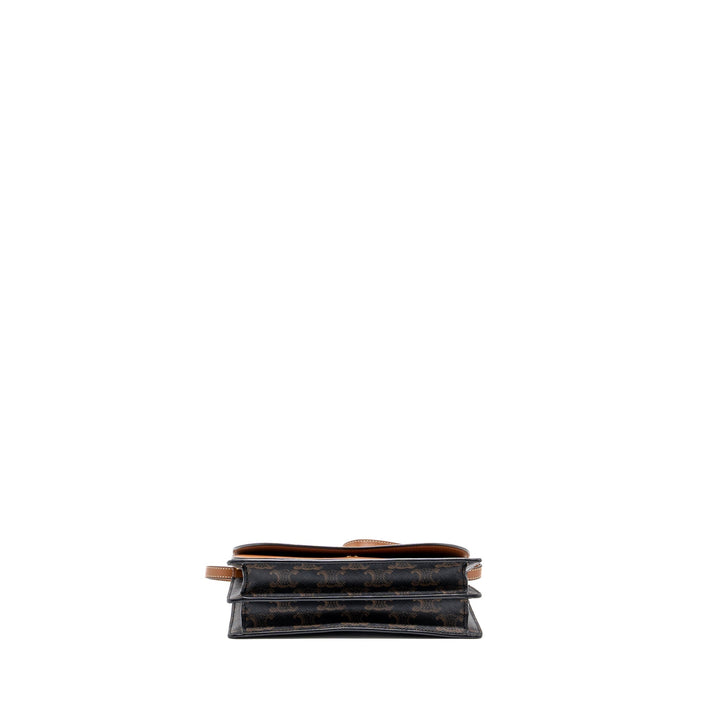 Top Quality Celine Wallet On Strap Triomphe Canvas/ Lambskin Tan