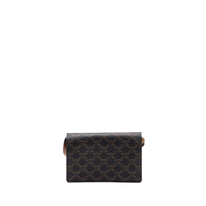Top Quality Celine Wallet On Strap Triomphe Canvas/ Lambskin Tan