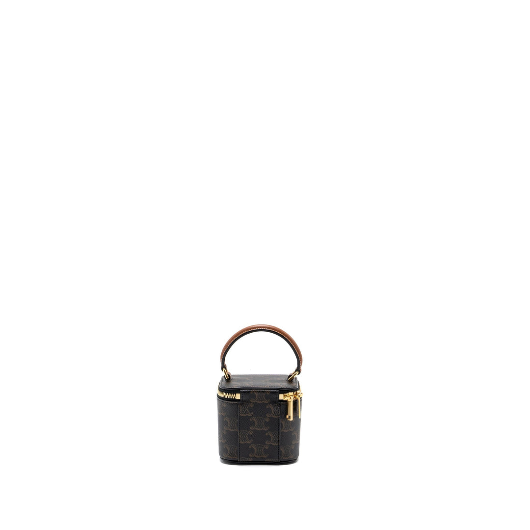 Celine Mini Vanity Case Triomphe Canvas/Calfskin Tan