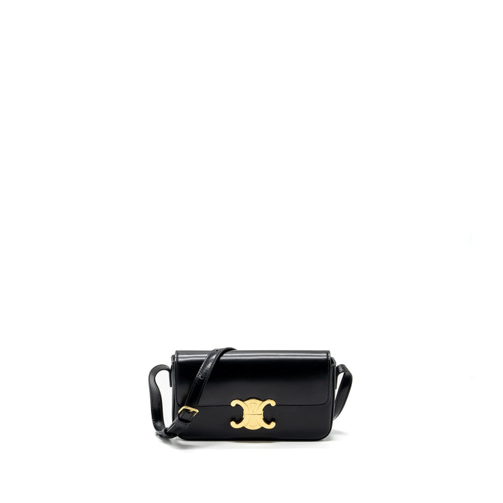 Top Quality Celine Triomphe Shoulder bag shiny calfskin black