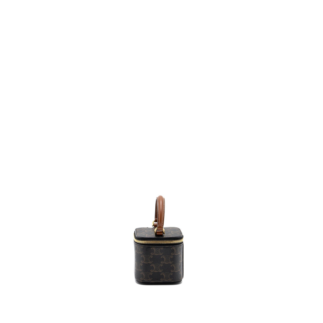 Celine Mini Vanity Case Triomphe Canvas/Calfskin Tan