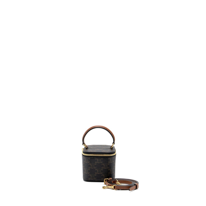 Top Quality Celine Mini Vanity Case Triomphe Canvas/Calfskin Tan