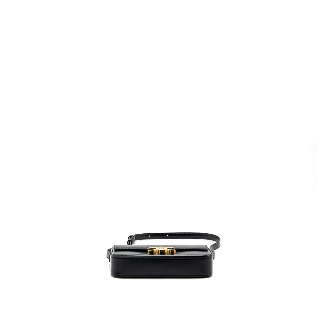 Top Quality Celine Triomphe Shoulder bag shiny calfskin black