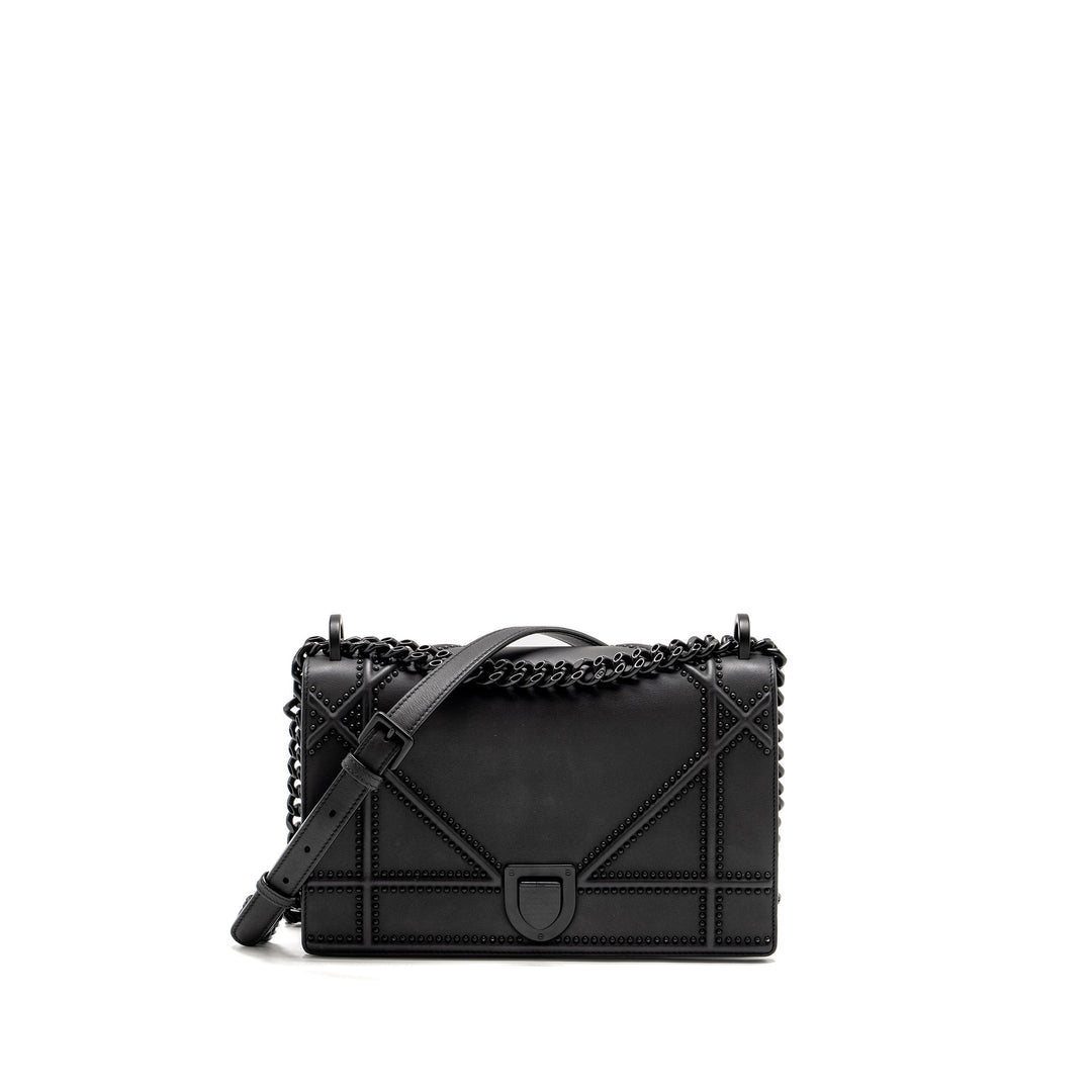 Top quality Dior Medium Studded Top quality Diorama Calfskin So Black