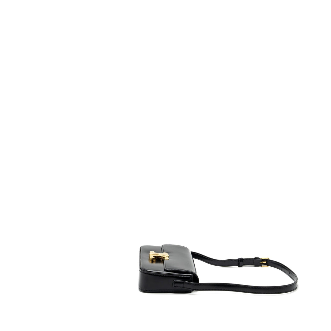 Top Quality Celine Triomphe Shoulder bag shiny calfskin black