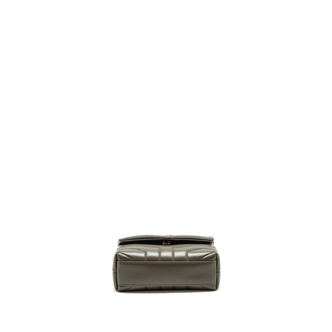 Saint Laurent/YSL Mini Toy Loulou Strap Bag Calfskin Dark Green GHW