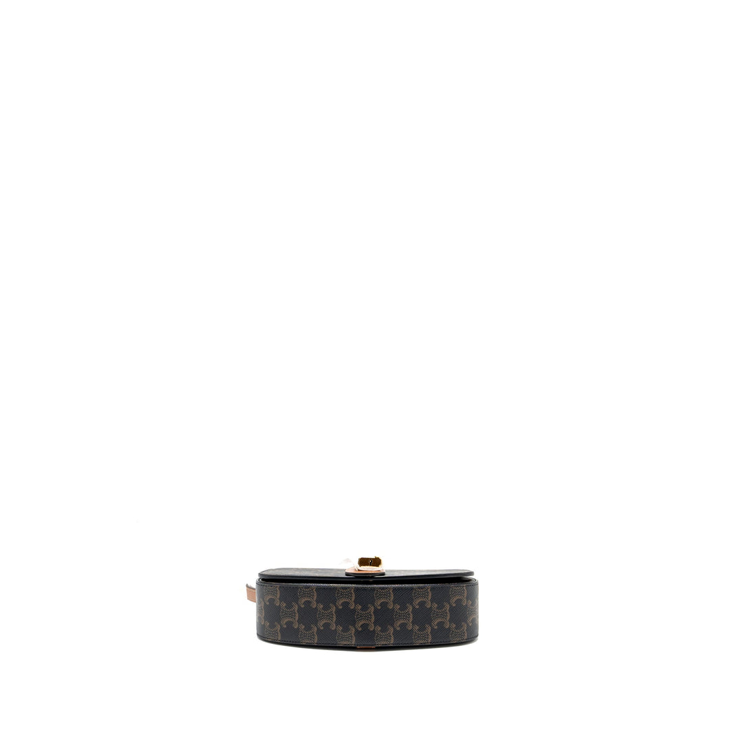 Celine Clutch on Strap Tabou in Triomphe canvas / calfskin tan