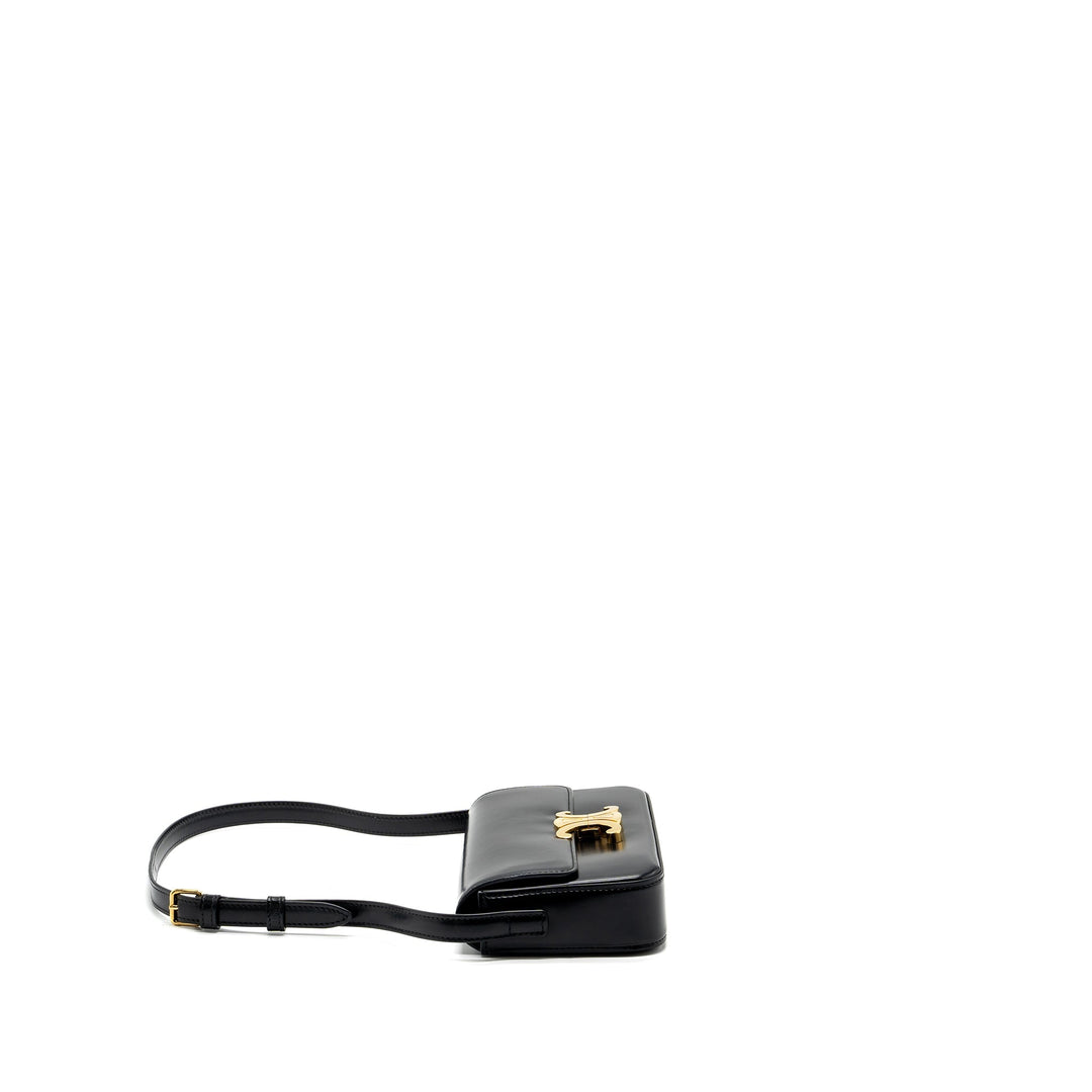 Top Quality Celine Triomphe Shoulder bag shiny calfskin black