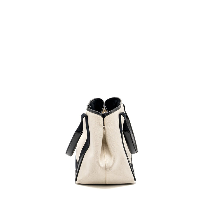Top Quality Balenciaga Cabas Tote Bag Canvas/Calfskin Natural/Black SHW