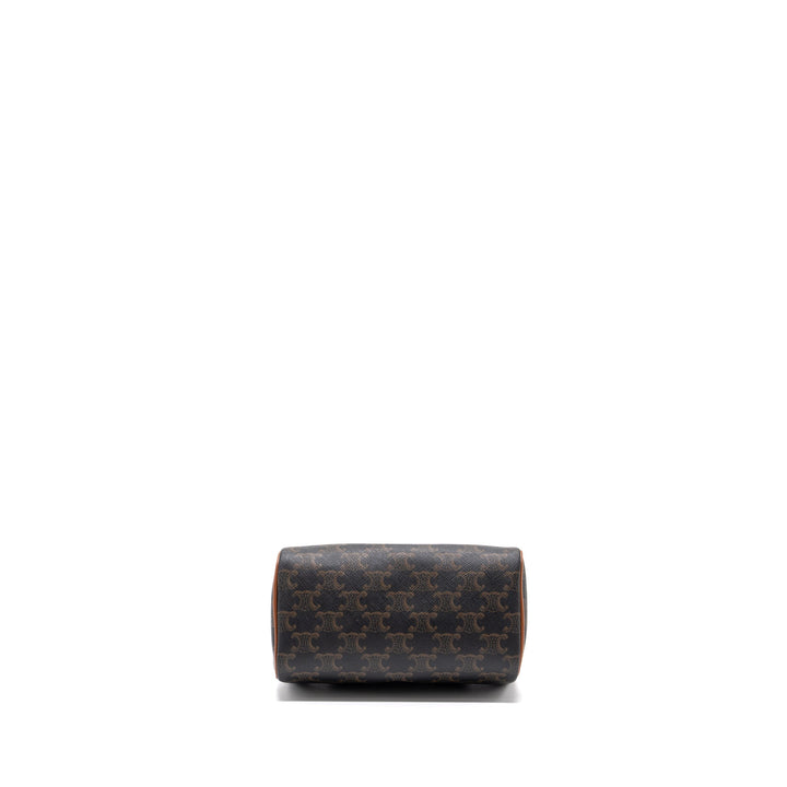 Top Quality Celine Small Boston Bag Triomphe Canvas/ Leather Brown