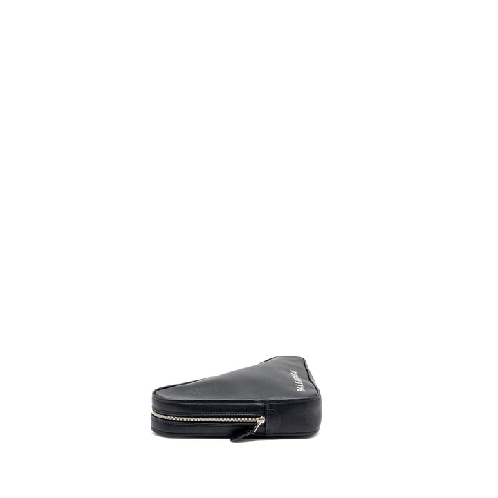 Top Quality Balenciaga triangle zip clutch calfskin black SHW