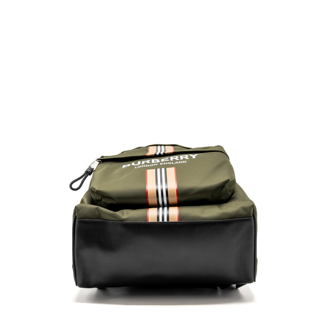 Burberry Logo / Icon Stripe Backpack Nylon Dark Green/Multicolour SHW