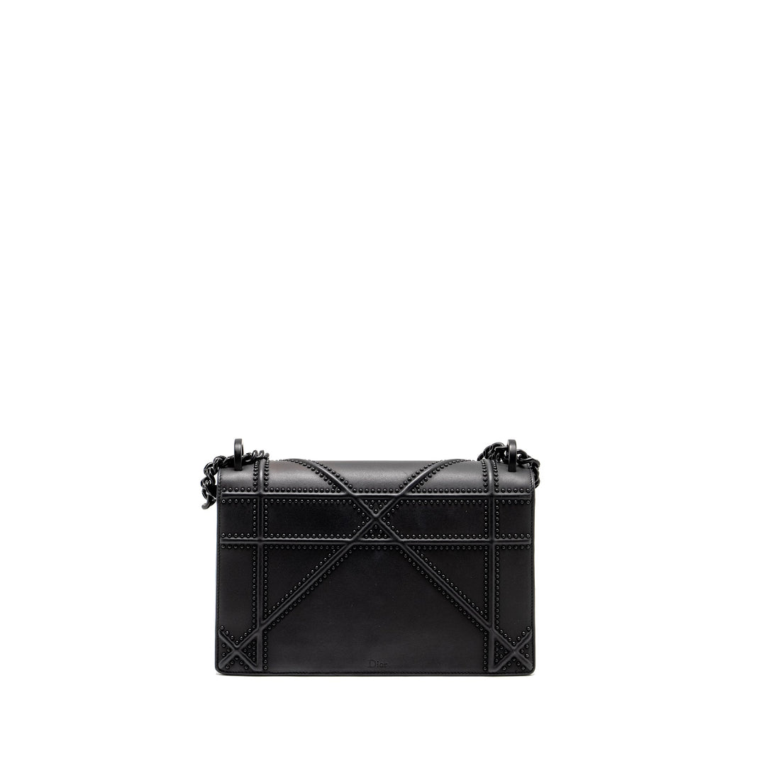 Top quality Dior Medium Studded Top quality Diorama Calfskin So Black