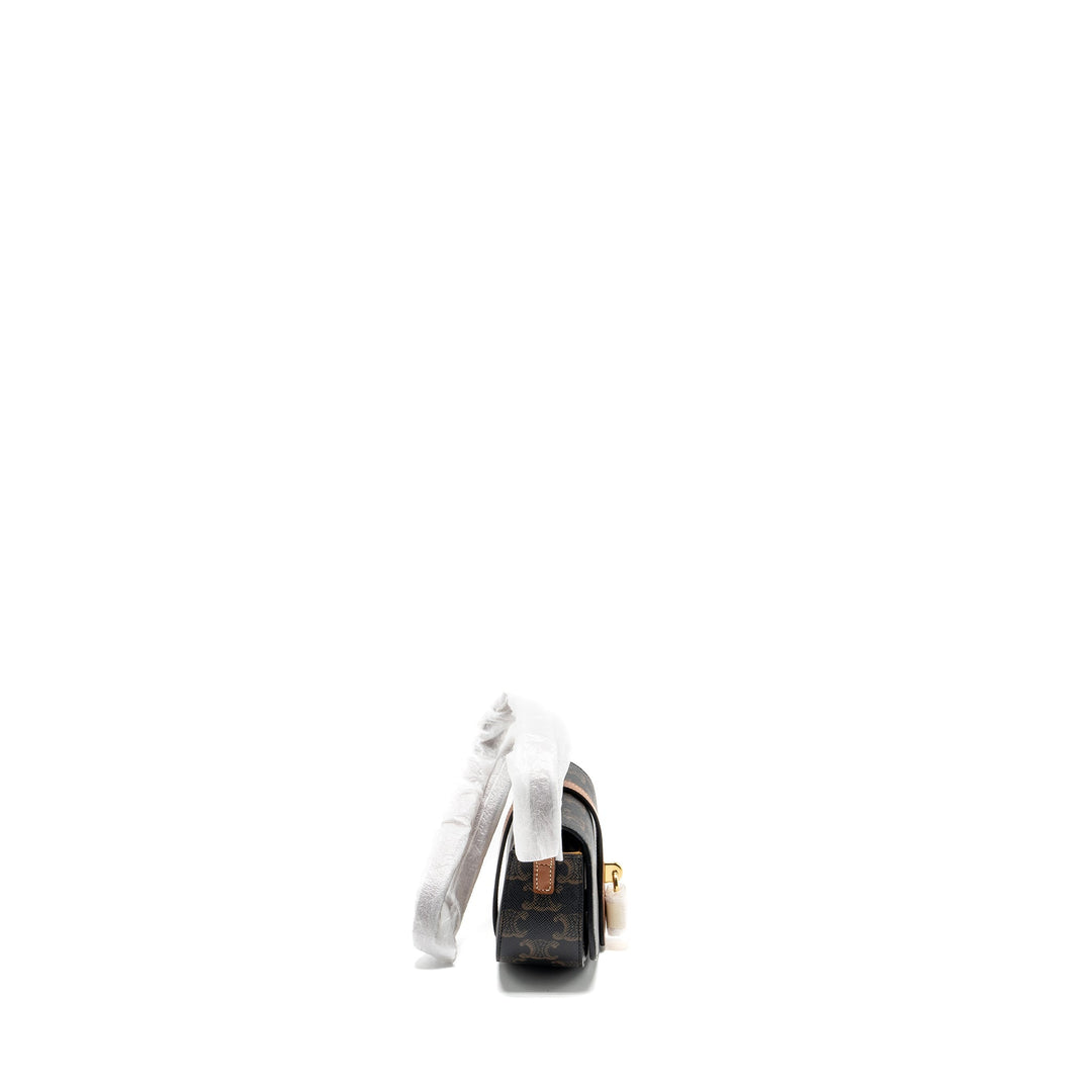 Celine Clutch on Strap Tabou in Triomphe canvas / calfskin tan