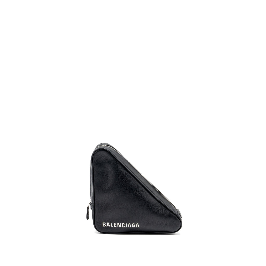 Top Quality Balenciaga triangle zip clutch calfskin black SHW