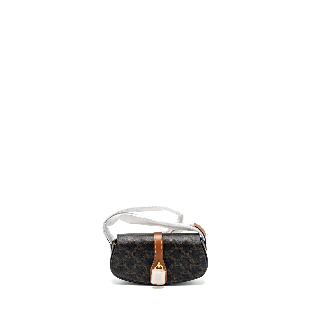 Celine Clutch on Strap Tabou in Triomphe canvas / calfskin tan