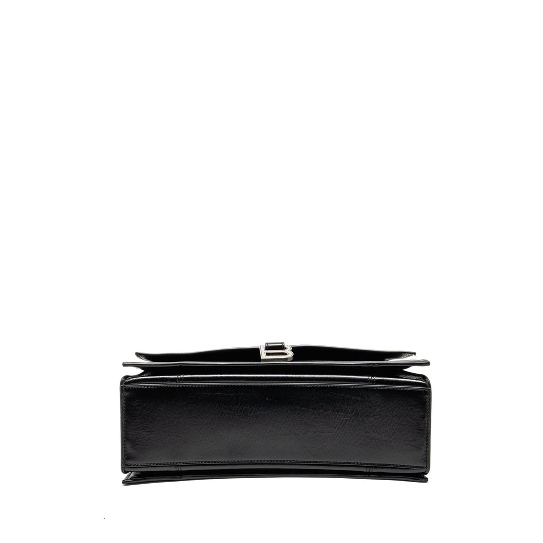 Top Quality Balenciaga Medium Crush Shoulder Bag Calfskin Leather Black SHW