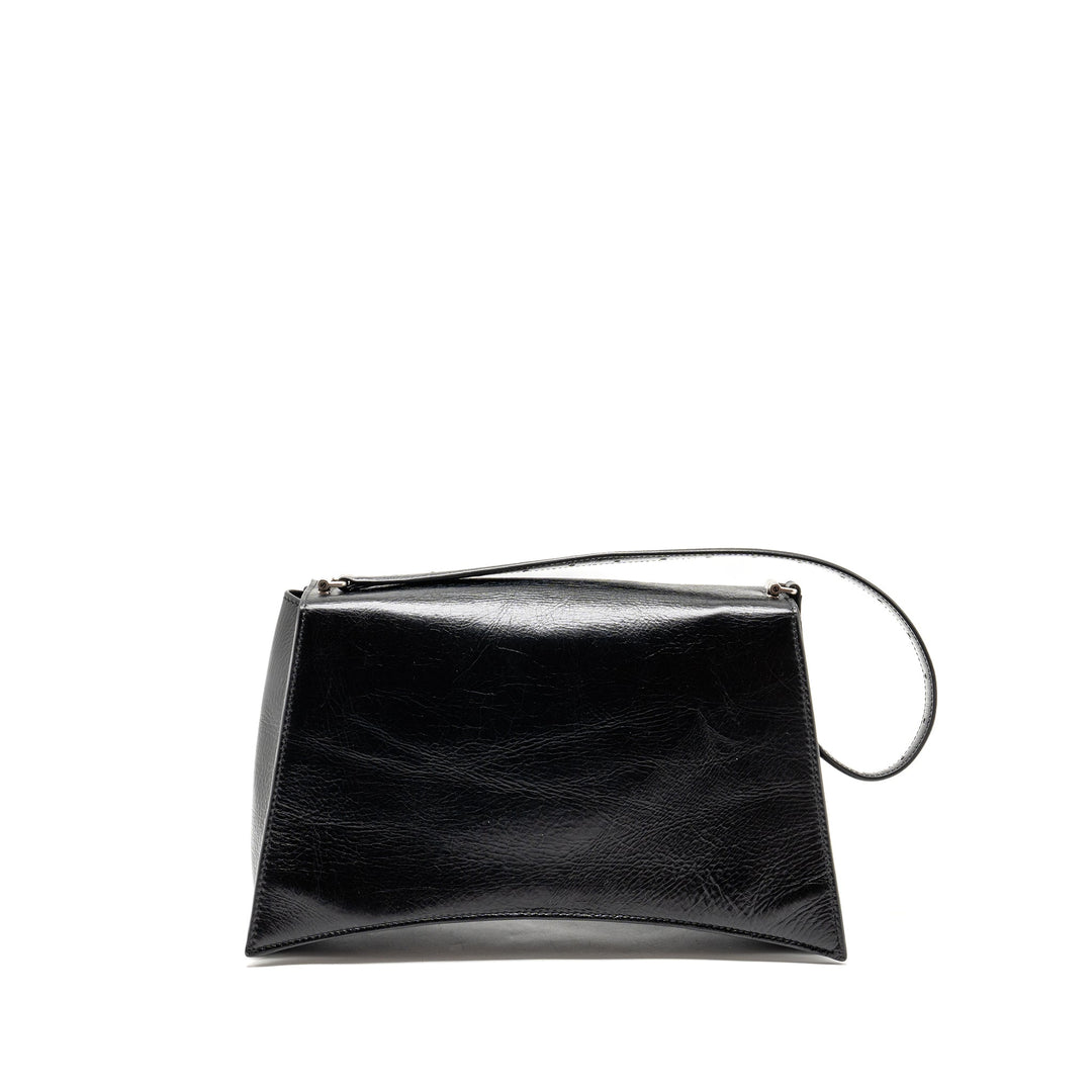 Top Quality Balenciaga Medium Crush Shoulder Bag Calfskin Leather Black SHW