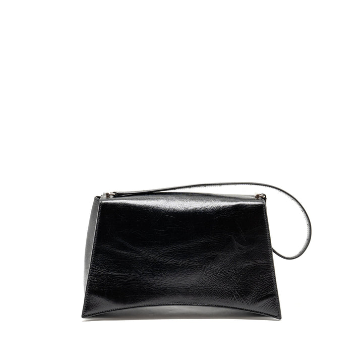 Top Quality Balenciaga Medium Crush Shoulder Bag Calfskin Leather Black SHW