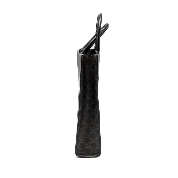 Top Quality Celine Vertical Cabas in Triomphe Canvas Black / Multicolour