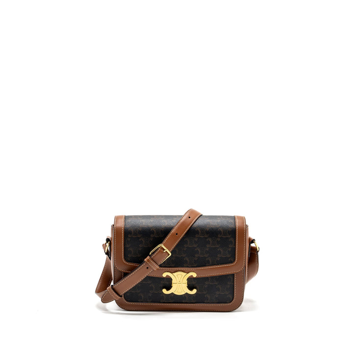 Top Quality Celine Classic triomphe bag canvas / calfskin tan