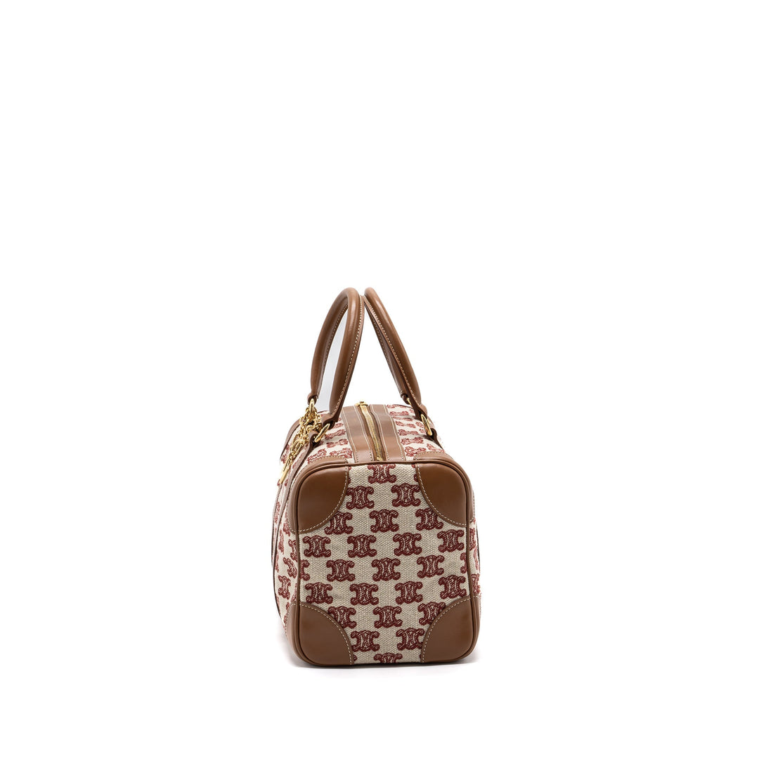 Top Quality Celine Small Boston Textile Triomphe Fox Red