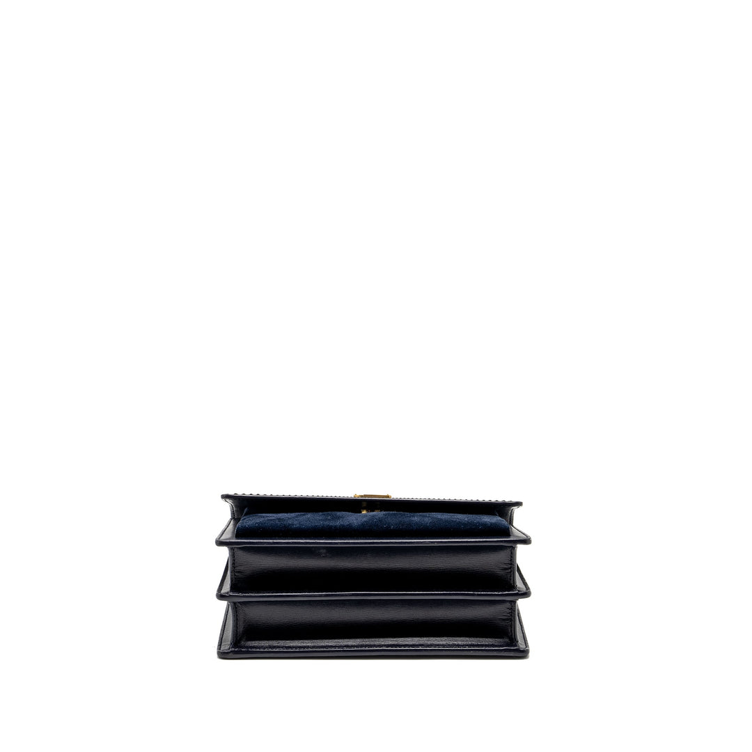 Saint Laurent /YSL Sunset Bag Python/Suede Navy GHW
