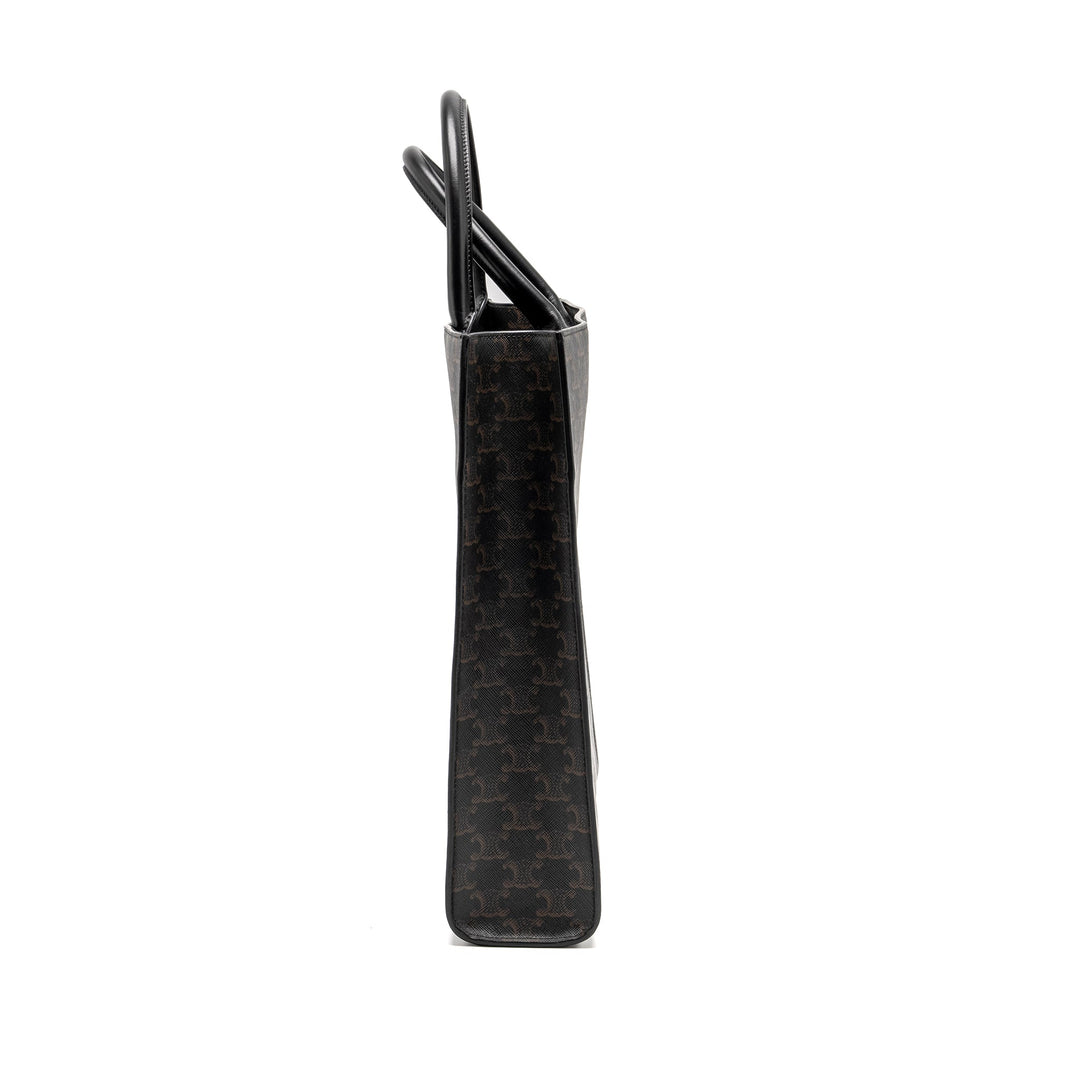 Celine Vertical Cabas in Triomphe Canvas Black / Multicolour