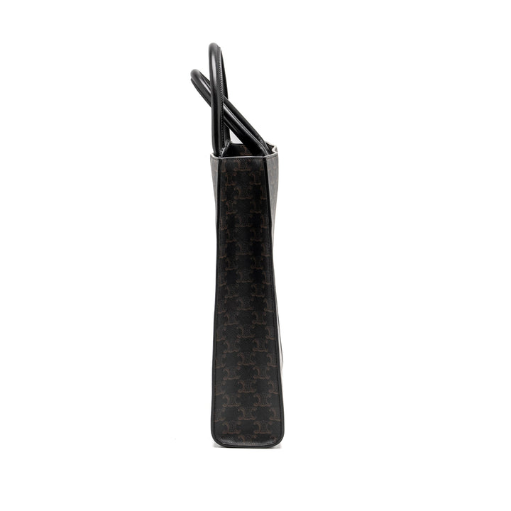 Celine Vertical Cabas in Triomphe Canvas Black / Multicolour