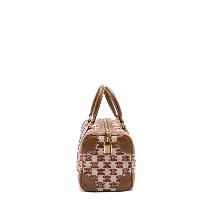 Top Quality Celine Small Boston Textile Triomphe Fox Red