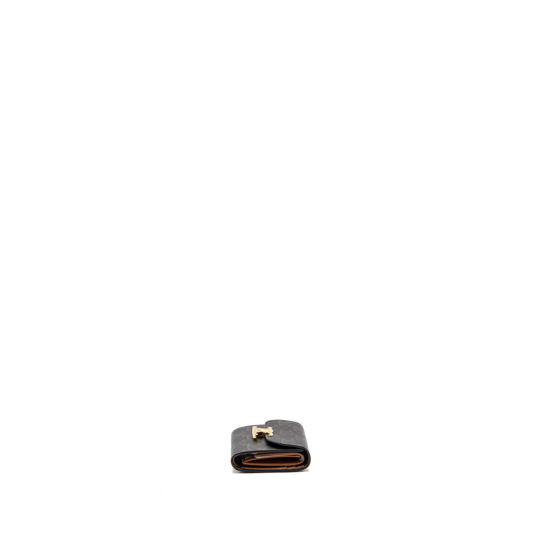 Top Quality Celine Small Triomphe Flap Wallet Canvas Tan