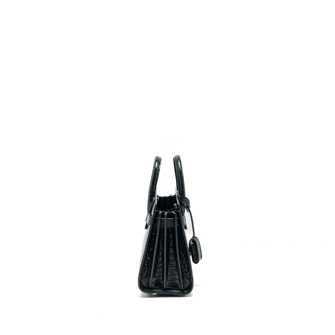 Saint Laurent/YSL Sac de Jour Nano Croc-embossed Calfskin Dark Green SHW