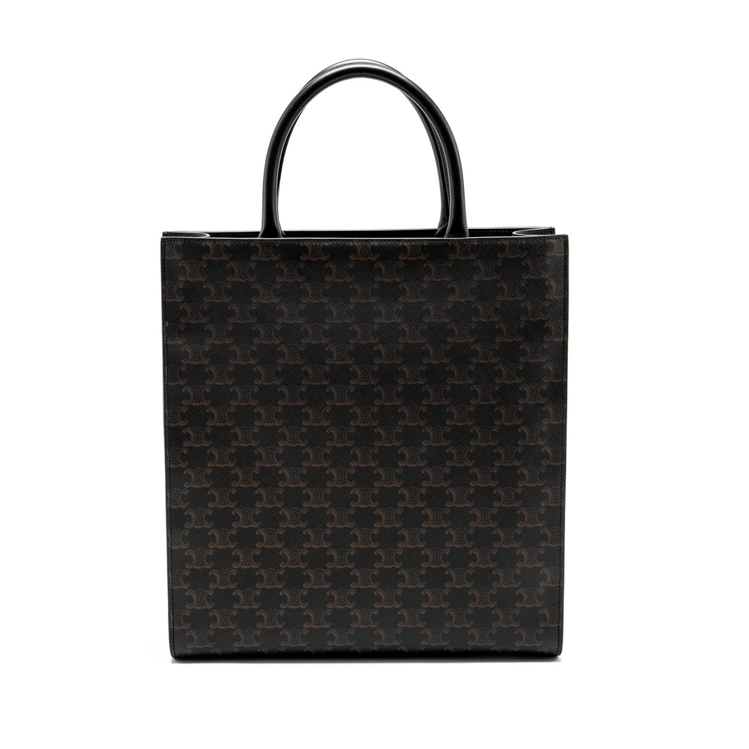 Top Quality Celine Vertical Cabas in Triomphe Canvas Black / Multicolour