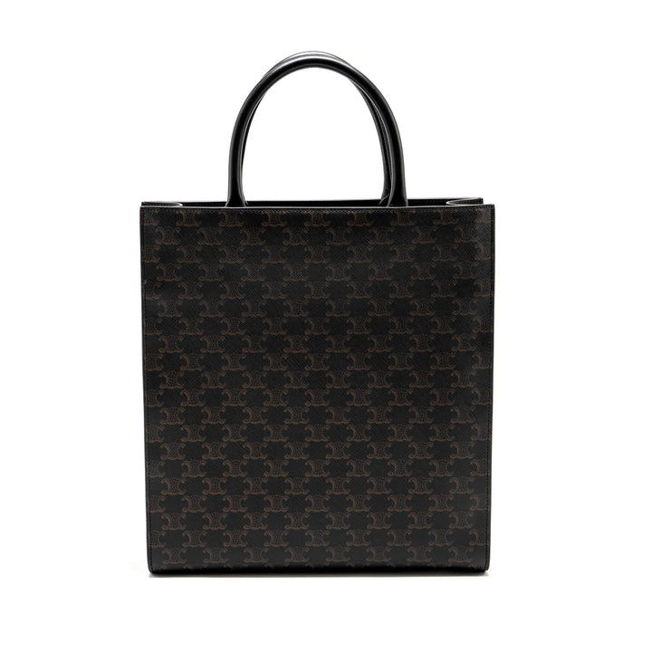 Top Quality Celine Vertical Cabas in Triomphe Canvas Black / Multicolour