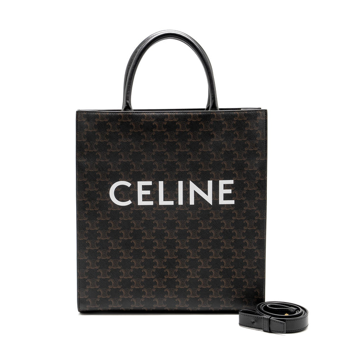 Top Quality Celine Vertical Cabas in Triomphe Canvas Black / Multicolour