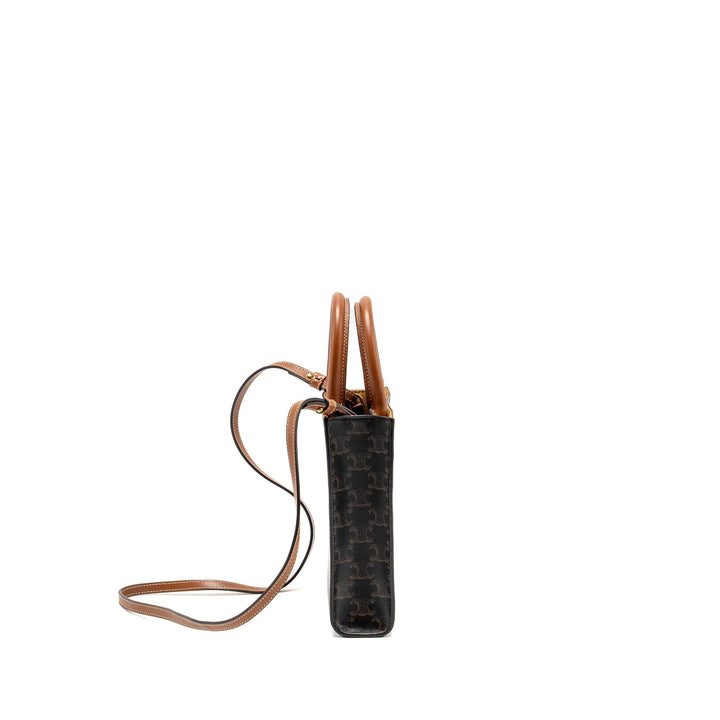 Celine Mini Vertical Cabas Triomphe Canvas Brown / Multicolour