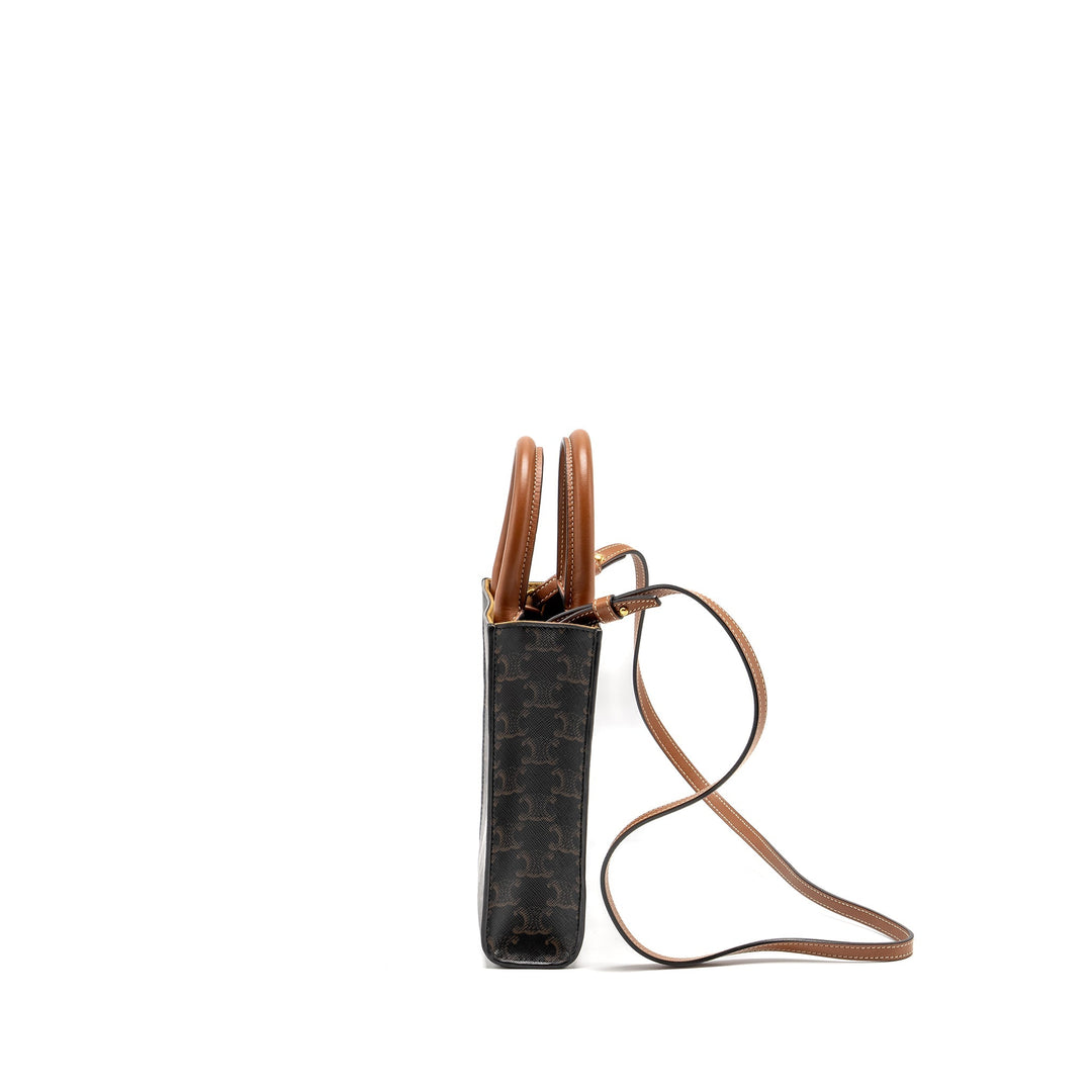Celine Mini Vertical Cabas Triomphe Canvas Brown / Multicolour