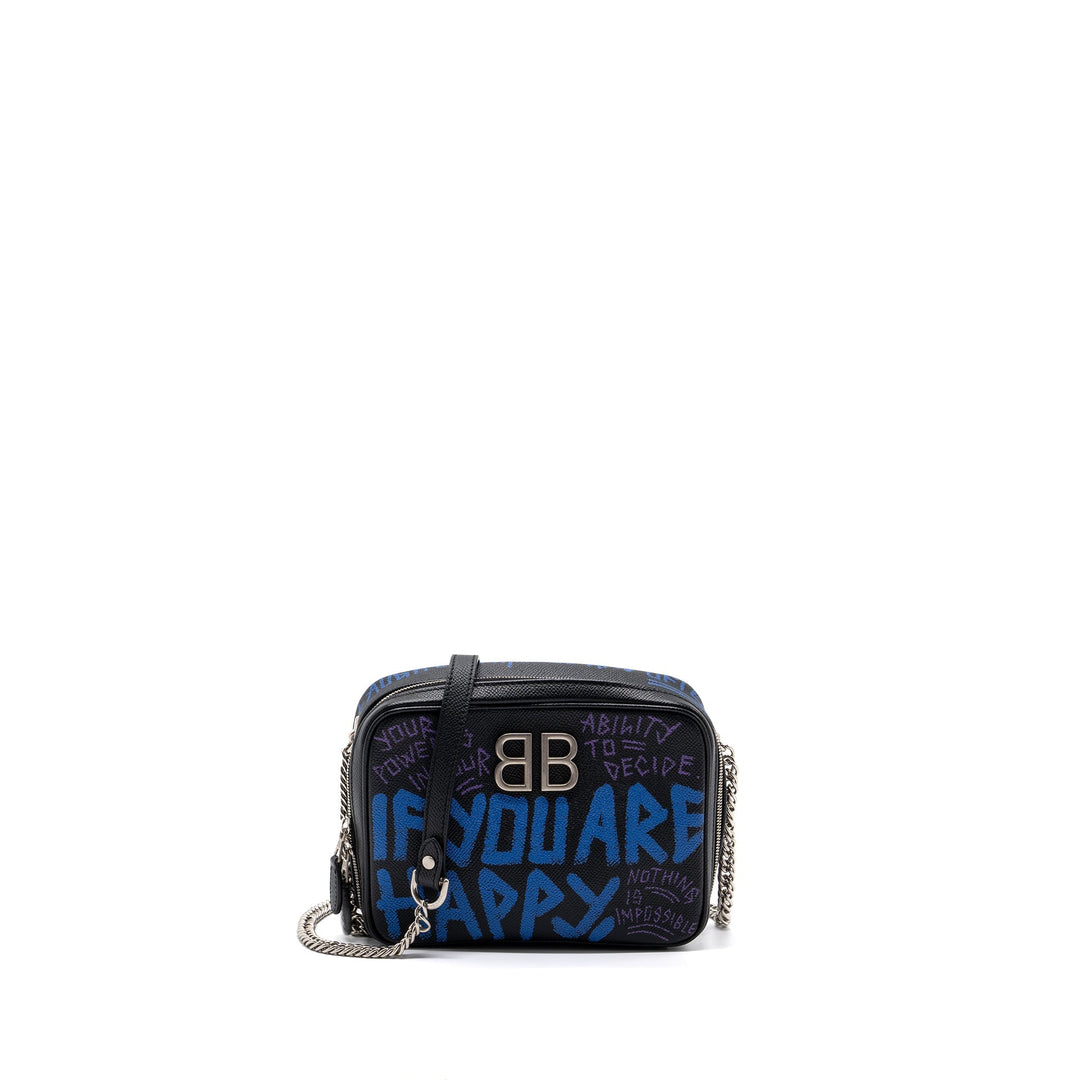 Top Quality Balenciaga BB Camera Bag leather Black/multicolour SHW