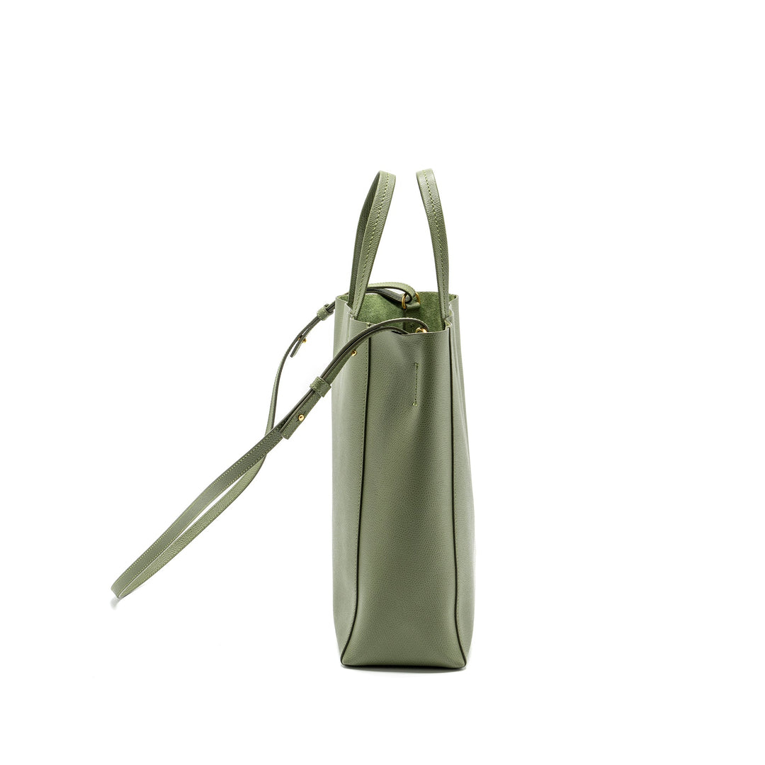Top Quality Celine vertical cabas tote bag grained calfskin green