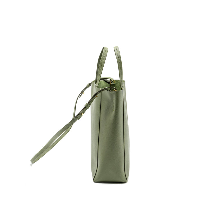 Top Quality Celine vertical cabas tote bag grained calfskin green