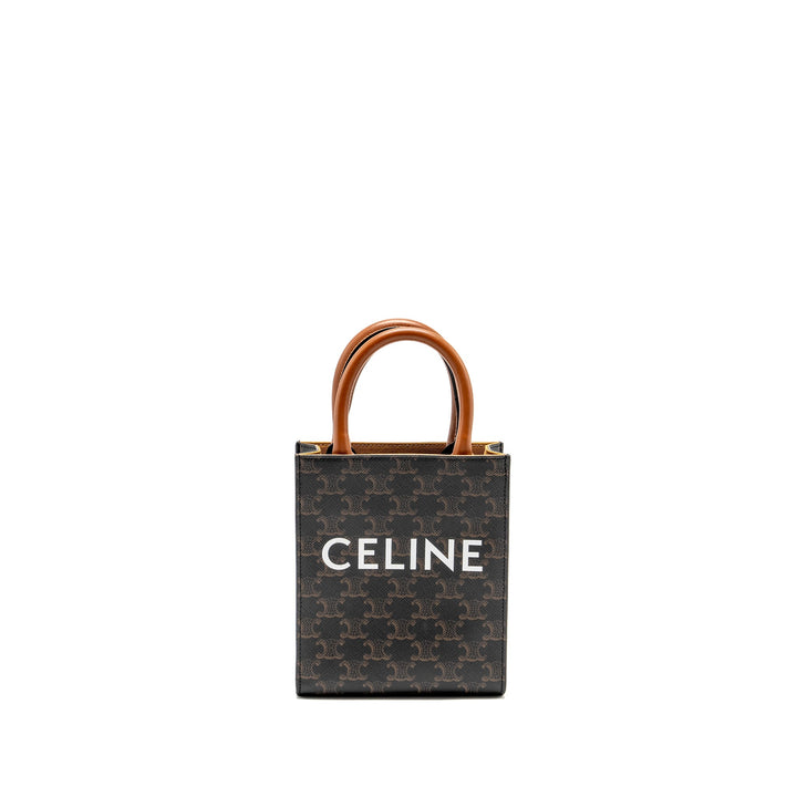 Celine Mini Vertical Cabas Triomphe Canvas Brown / Multicolour