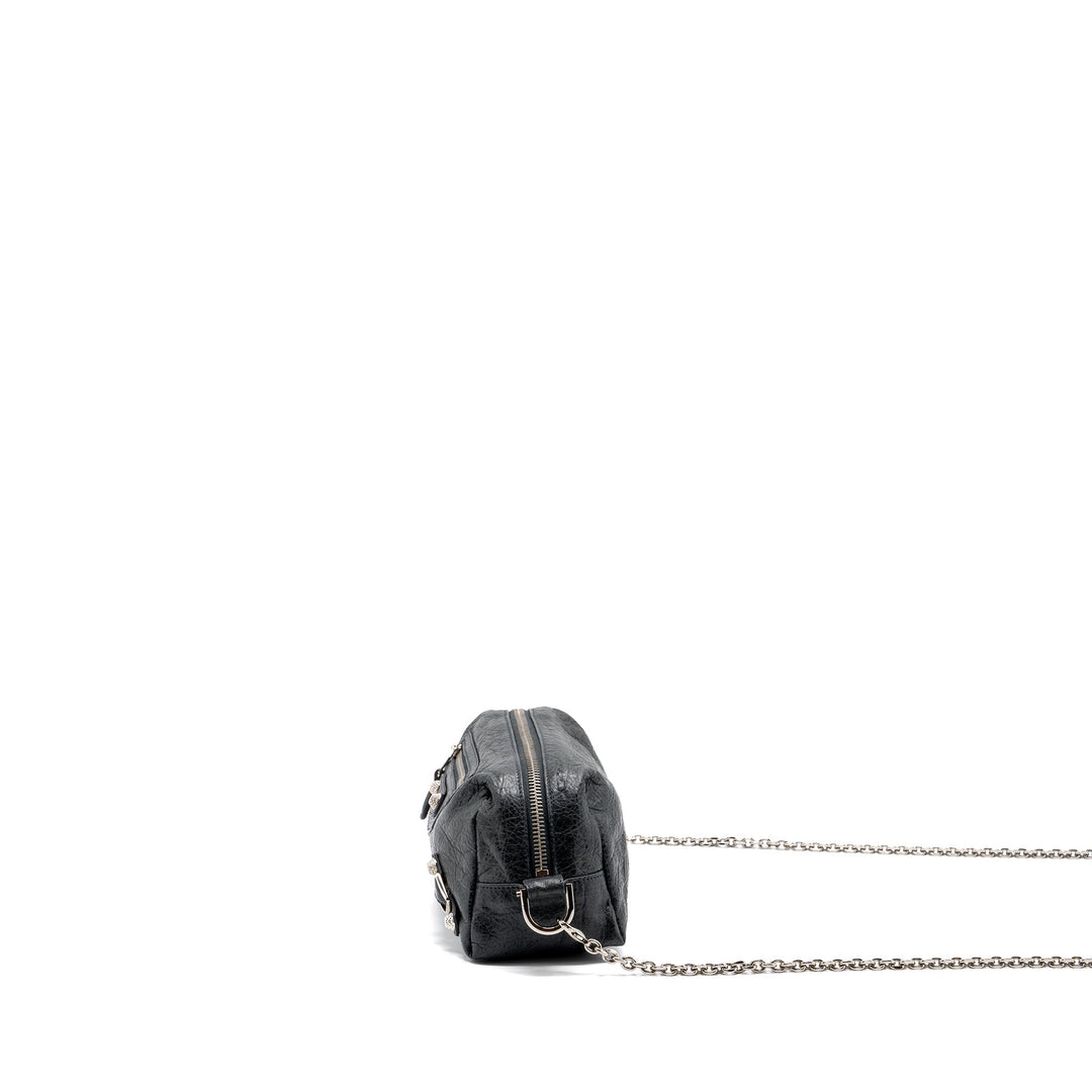 balenciaga mini city crossbody chain bag leather grey SHW