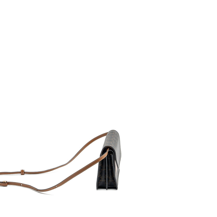 Top Quality Celine Wallet on strap Triomphe Canvas / Smooth Lambskin Tan