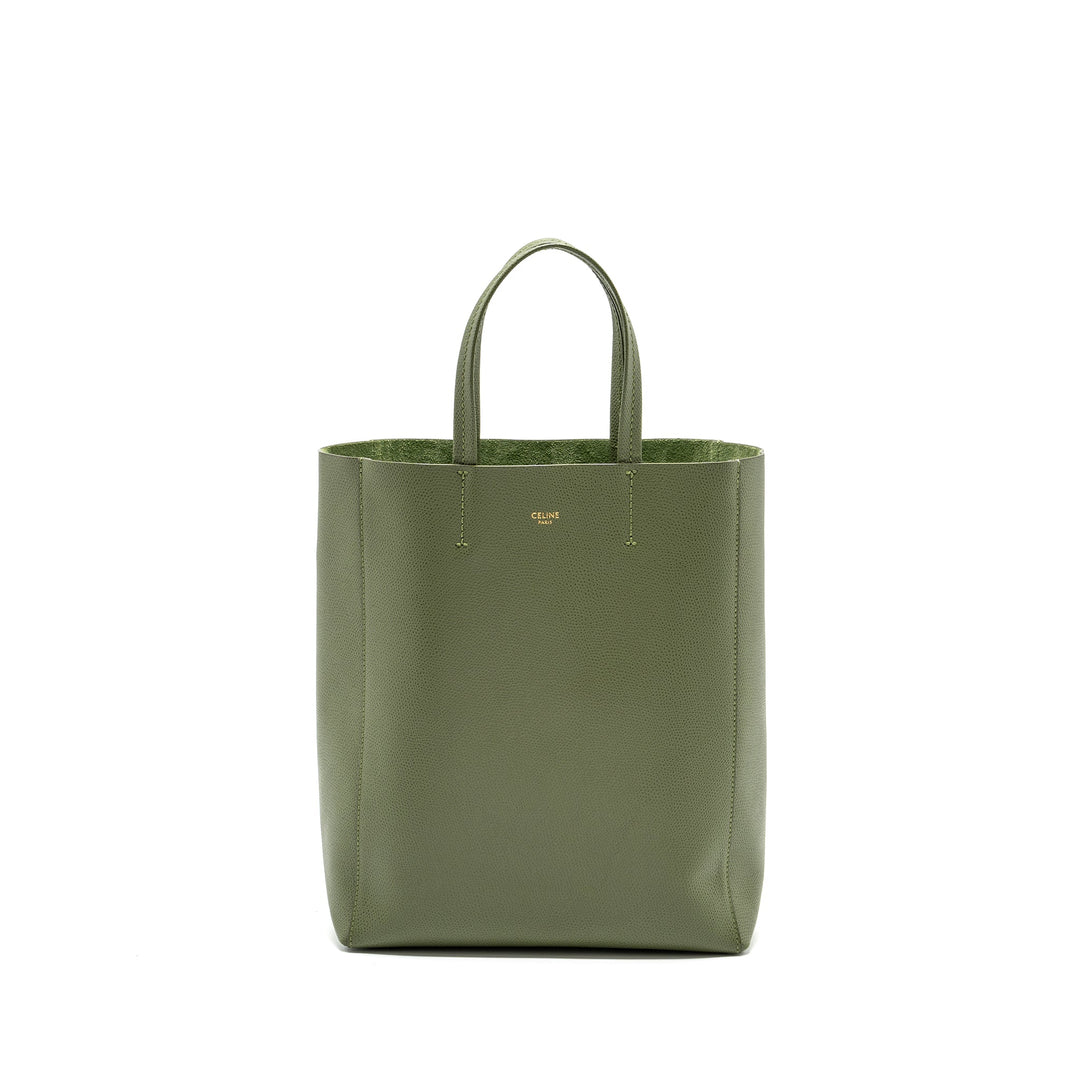 Top Quality Celine vertical cabas tote bag grained calfskin green