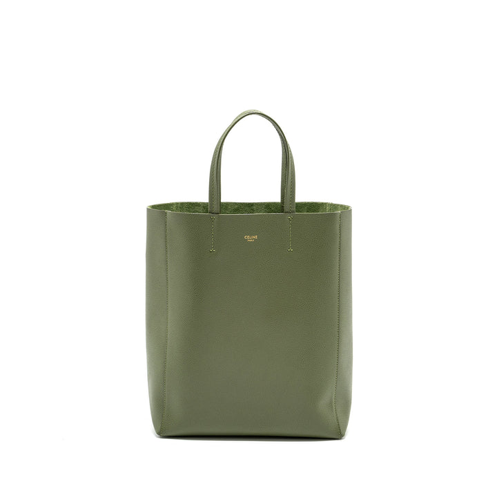 Top Quality Celine vertical cabas tote bag grained calfskin green