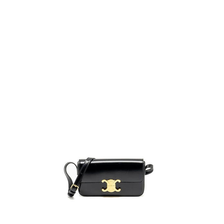 Top Quality Celine Triomphe Shoulder Bag Shiny Calfskin Black