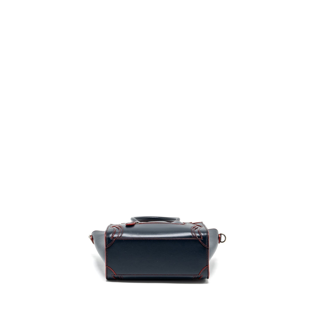Celine Nano Luggage bag calfskin navy / red