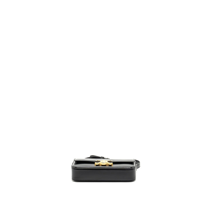 Top Quality Celine Triomphe Shoulder Bag Shiny Calfskin Black